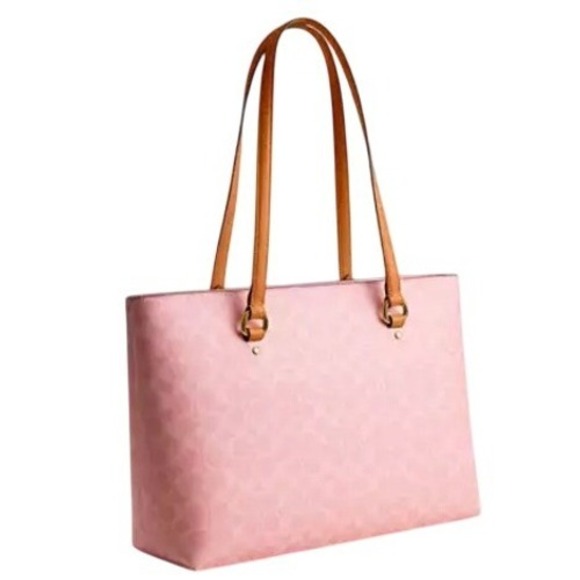 Coach Station Tote Signature Canvas Pink Vachetta Leather CEA21 Bag PRICE FIRM - Picture 2 of 3